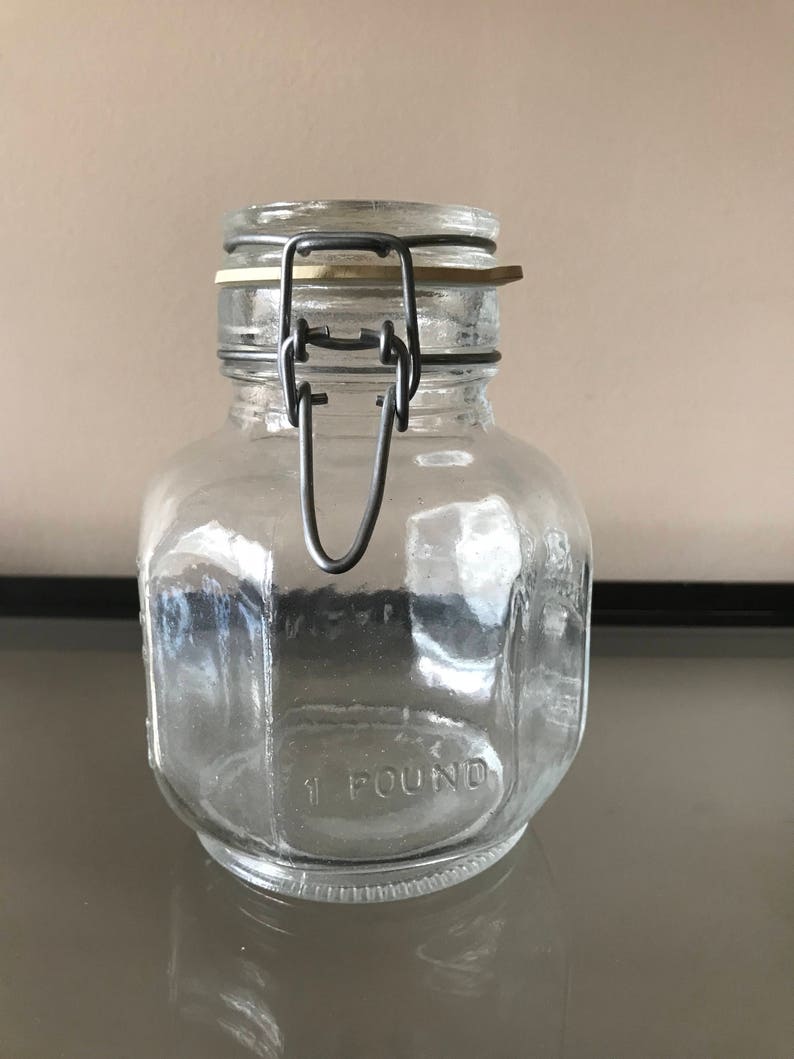 Vintage Glass Mason Jar Peanuts 5 Cents Made In Italy Etsy