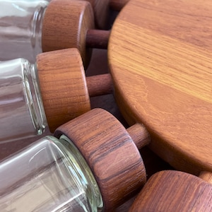 Digsmed Denmark Teak Spinning Wall Spice Rack 16 Jar