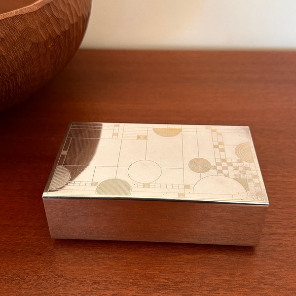 Frank Lloyd Wright Sliding Silver Walnut Vintage Trinket Box