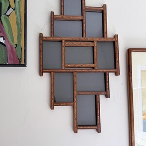 Vintage inlaid Teak Multi Photo Picture Wall Frame