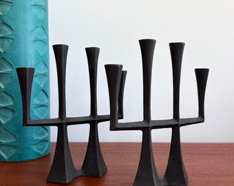 Dansk Cast Iron Candle Candelabra Holder Set