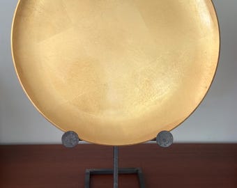 Takahashi San Francisco Japan Gold Lacquer Round Serving Tray 15.5”