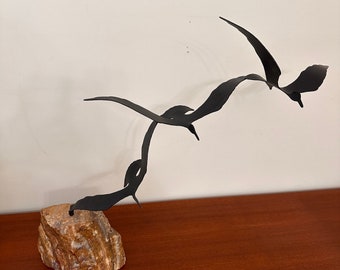 Birds in Flight Bijan Iron and Stone Sculpture - Etsy