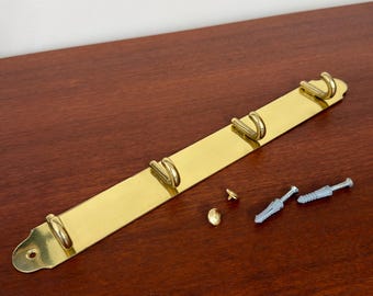 Vintage Modern Wall Mounted Brass 4 Hook Rail