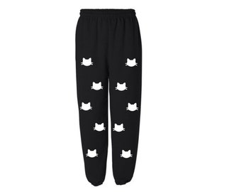Cat Kitten Silhouette Children Cartoon Cotton Sweatpants Sport Jogger Elastic Pants