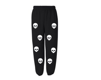 Joggers calaveras © pantalones unisex- S-L negro blanco Halloween party day sweatpants print skeleton head