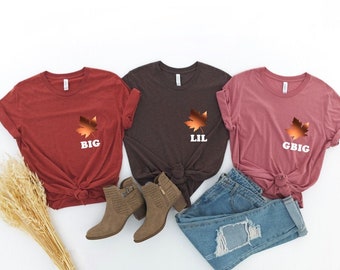 grandes camisetas pequeñas hoja de otoño unisex © top XS-XL crew-neck shirt tee rush sorority reveal gbig lil ggbig COPPER metalizado