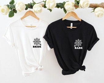 Spiderweb bride babe © unisex top XS-XL crew-neck tee black orange spider Halloween party bridesmaid bachelorette bridal