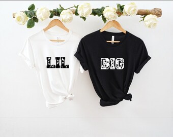 estampado de vaca Big little © unisex top XS-XL crew-neck tee negro blanco sorority sisters rush reveal day lil gbig