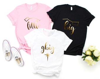 big little dipper gold unisex top - XS-XL crew-neck tee constellation sorority reveal rush