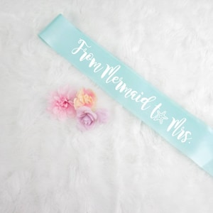 From Mermaid to Mrs. personalized bridal shower/ bachelorette bride party sash weddng