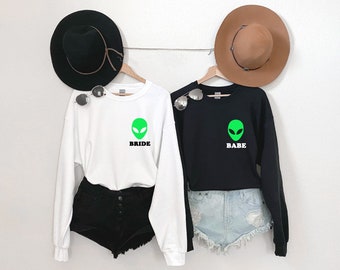 Alien big lil © S-XL sudadera unisex negro blanco prisa revelar hermandad hermanas fiesta de Halloween verde neón