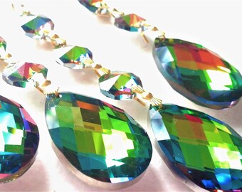 5 Vitrail Rainbow 38mm Diamond Cut Teardrop Chandelier Crystals Prisms Ornaments