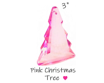 ONE Pink Christmas Tree Chandelier Crystal, Prisms Ornament 76mm
