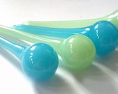 4pc Opaline Aqua Jadeite Green 60mm Raindrop Chandelier Crystals Shabby Chic Opaque Opal Aquamarine Jadite