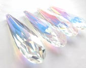 5 Iridescent AB 50mm Long Teardrop Chandelier Crystals Pendants