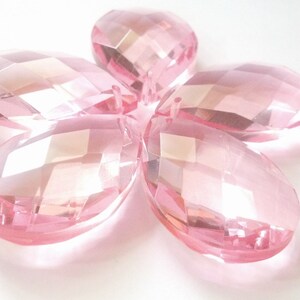 5 Pink Diamond Cut Teardrop Chandelier Crystals