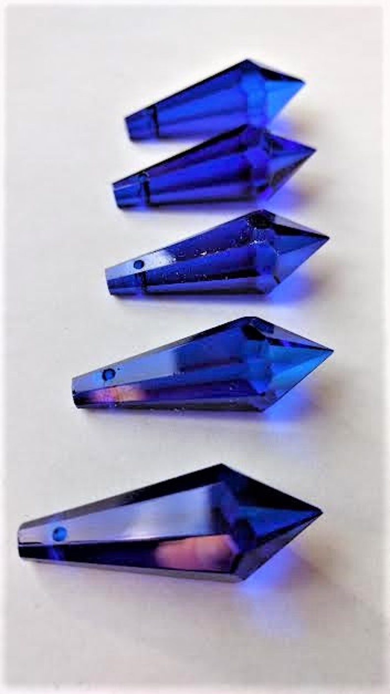 5 Cobalt Blue 38mm Icicle Chandelier Crystal Prisms for Weddings Suncatchers
