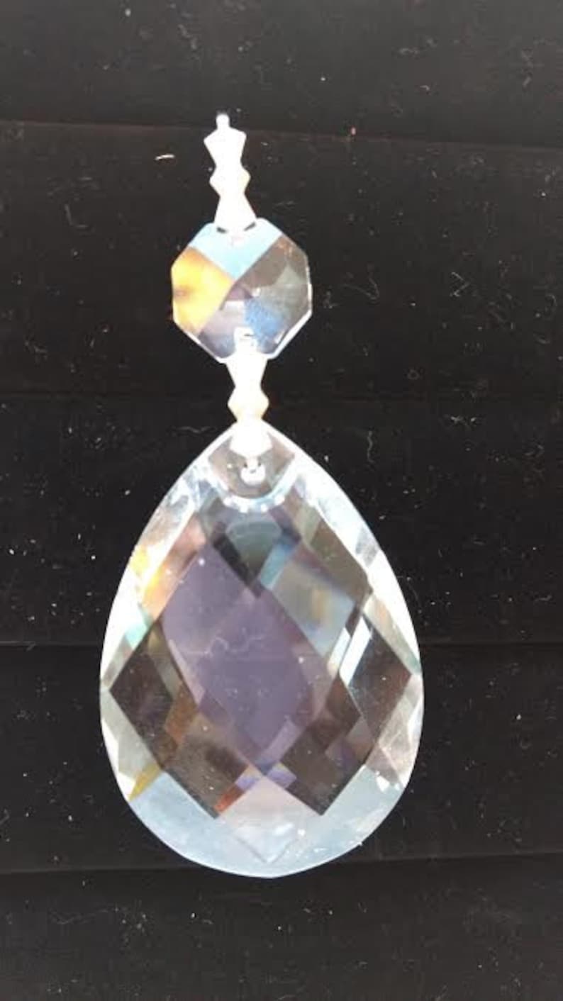 5 Diamond Cut 38mm Teardrop Chandelier Crystals Prisms Asfour Lead Crystal