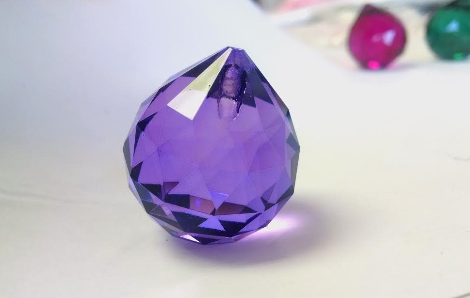 Details about   3 Chandelier Crystals Balls Magenta Violet Caribbean Green 30mm Faceted Prisms 