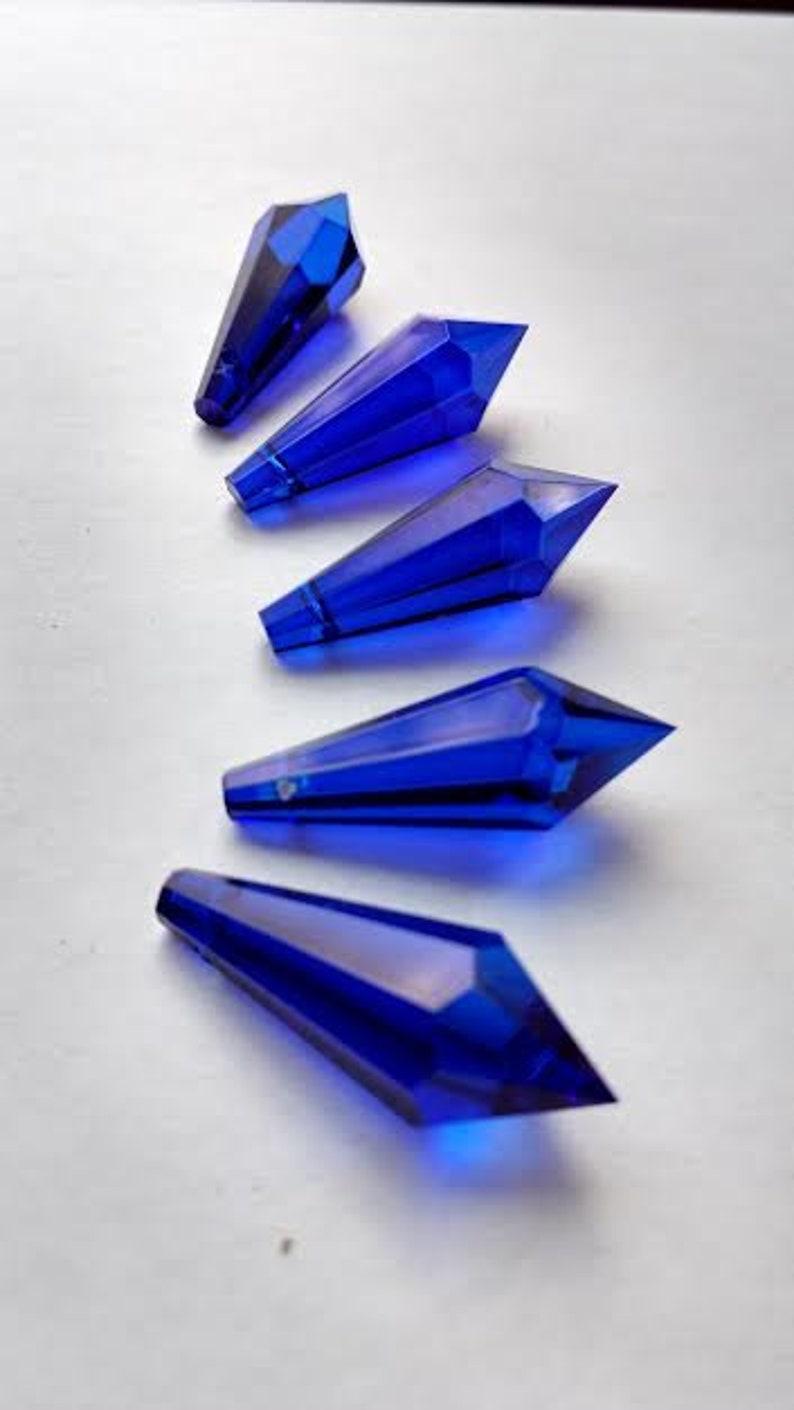 5 Cobalt Blue 38mm Icicle Chandelier Crystal Prisms for Weddings Suncatchers