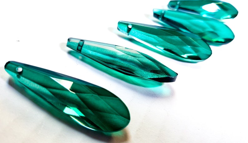 5 Light Aqua 60mm Raindrop Chandelier Crystals Wedding Decor Pendant Aquamarine