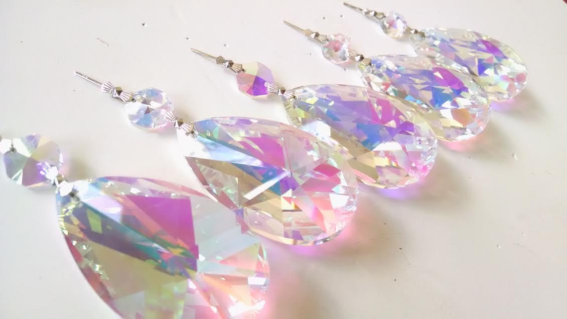 5 AB Iridescent European Cut Teardrop 63mm Chandelier Crystals Lead Crystal 5 AB Iridescent European Cut Teardrop 63mm Chandelier Crystals Lead Crystal