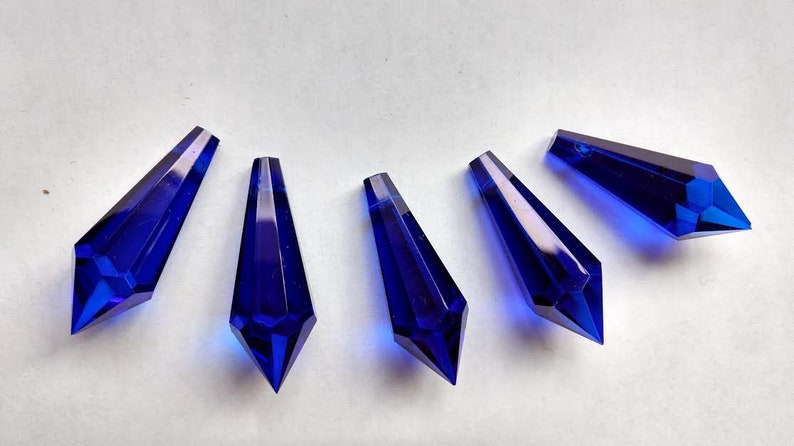 5 Cobalt Blue 38mm Icicle Chandelier Crystal Prisms for Weddings Suncatchers