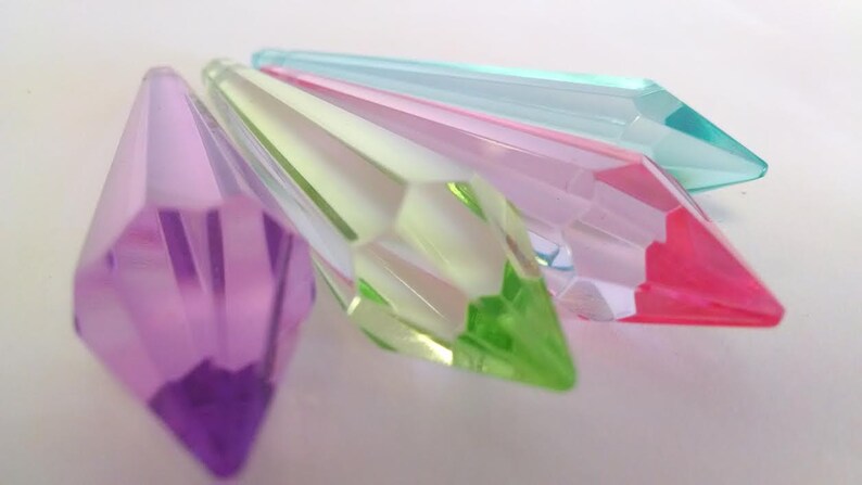 4 Pink Aqua Lilac Spring Green Icicle Chandelier Crystal Prisms 80mm