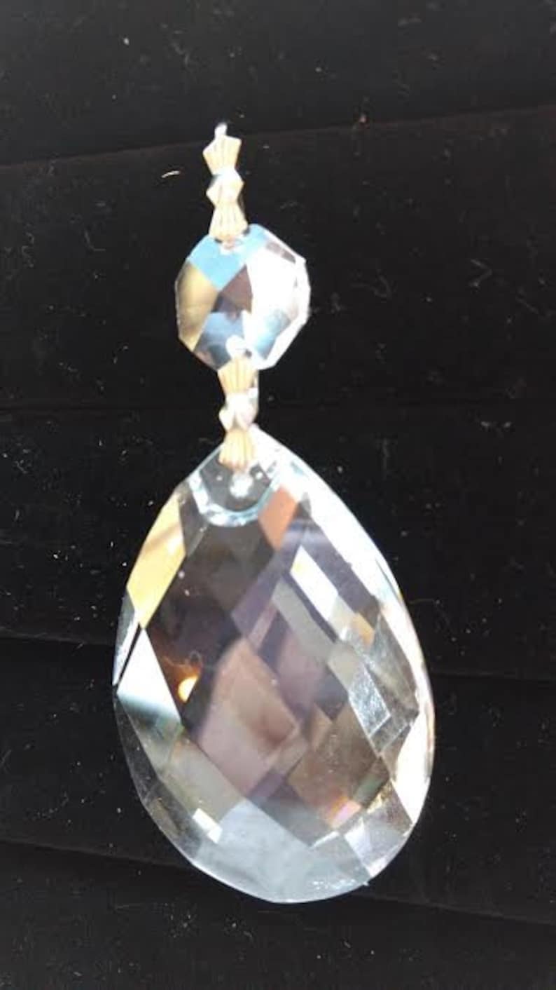 5 Diamond Cut 38mm Teardrop Chandelier Crystals Prisms Asfour Lead Crystal