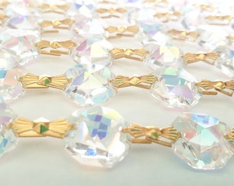 35 vintage Clear Glass Prism garland strand Lamp Chandelier sconce Part brass