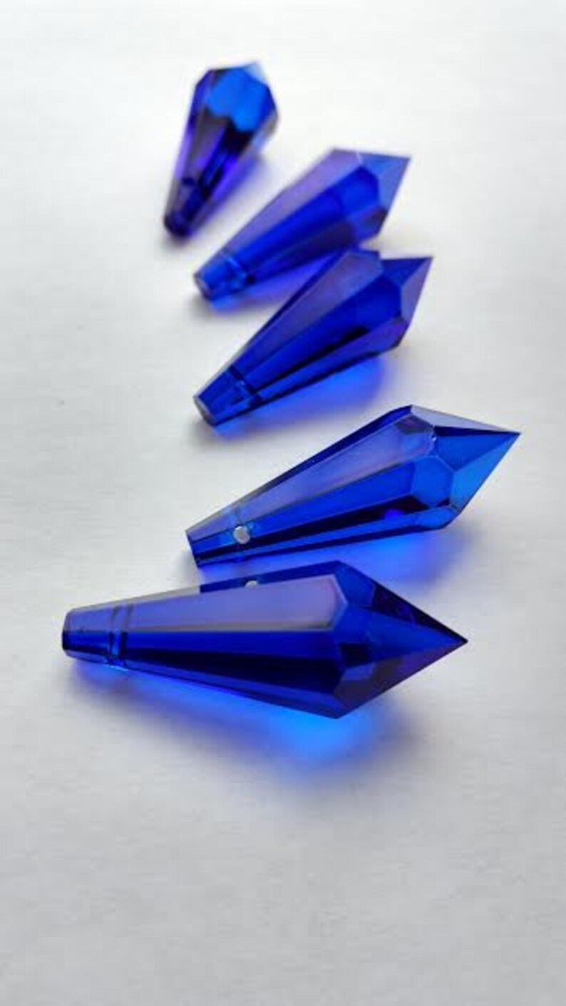 5 Cobalt Blue 38mm Icicle Chandelier Crystal Prisms for Weddings Suncatchers