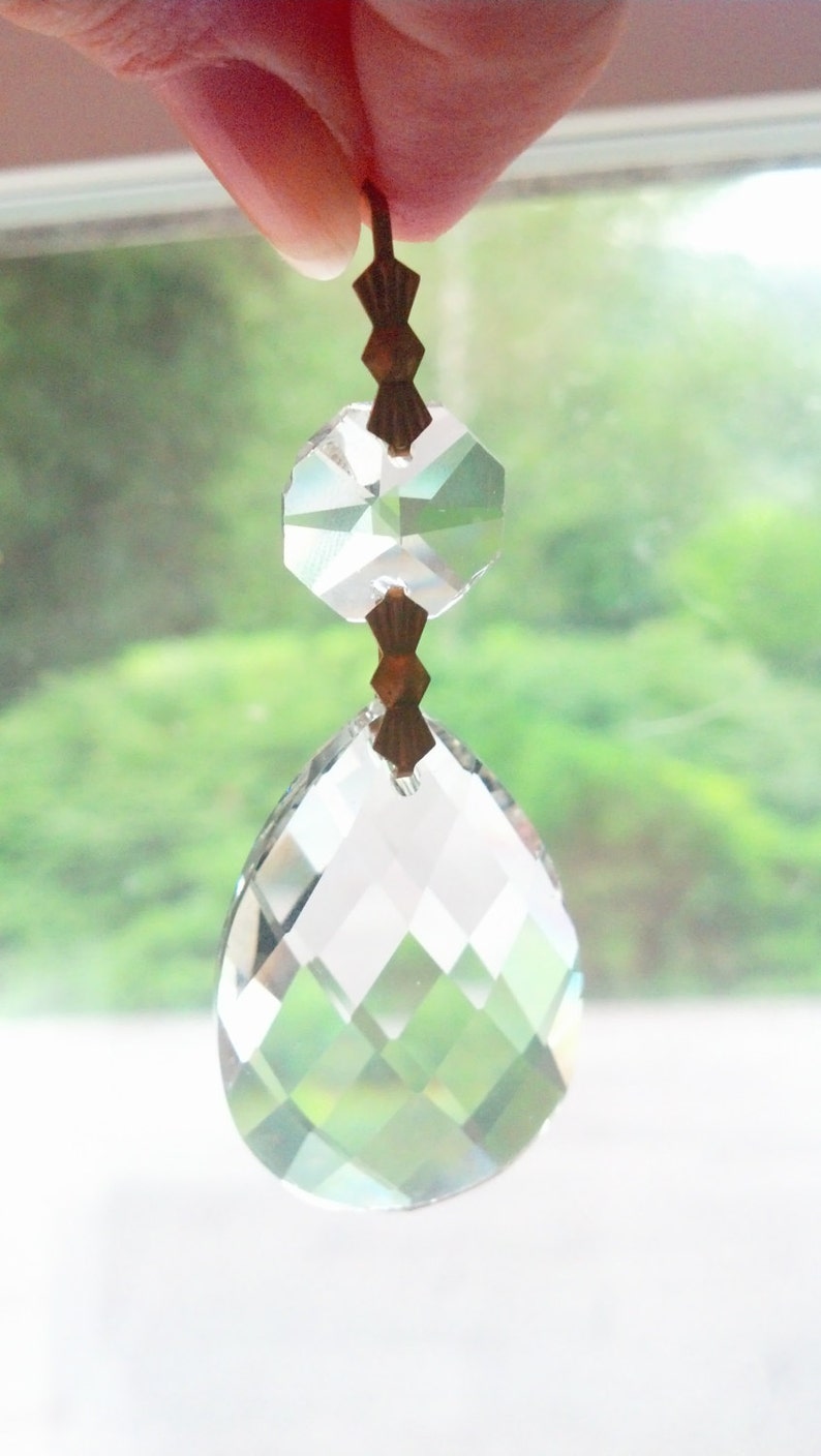 5 Diamond Cut 38mm Teardrop Chandelier Crystals Prisms Asfour Lead Crystal