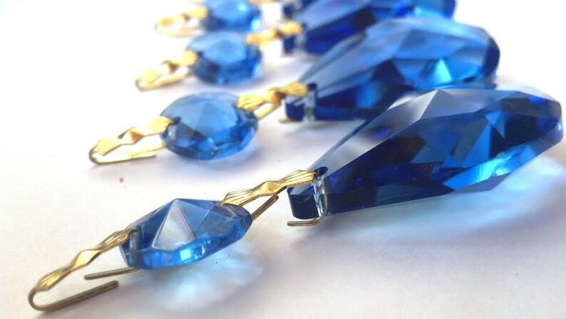 5 Cobalt Blue Teardrop 50mm Chandelier Crystals Ornament Etsy