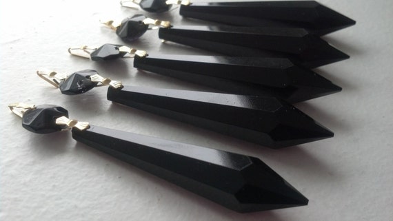 5 Black 80mm Icicles Chandelier Crystals Pendant Suncatchers Ornaments 