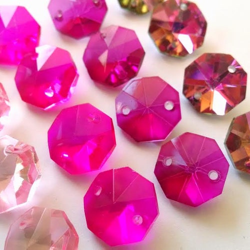 6 Assorted Jewel Tone Teardrop Chandelier Crystals Shabby Chic Prisms Pendants 