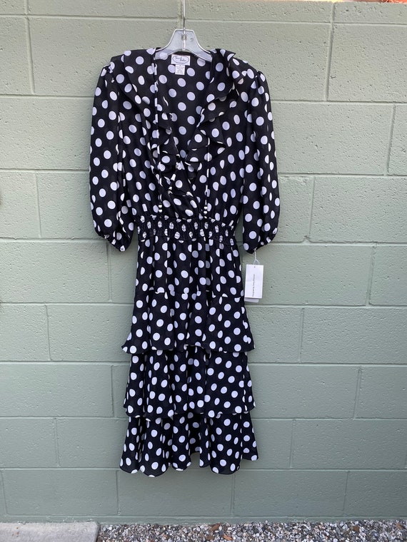 Vintage 1990s Tres Jolie Chiffon Polka Dot Ruffled