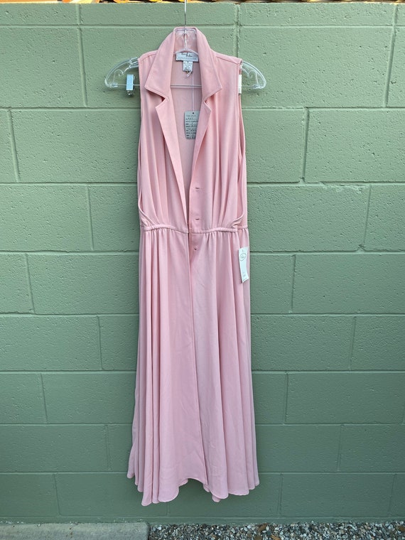 Vintage 1990s Crepe Dress Pastel Pink Button Front