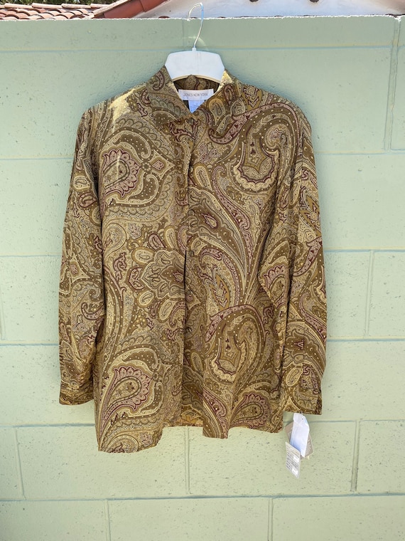 Vintage 1990s Jones New York Paisley Print Blouse