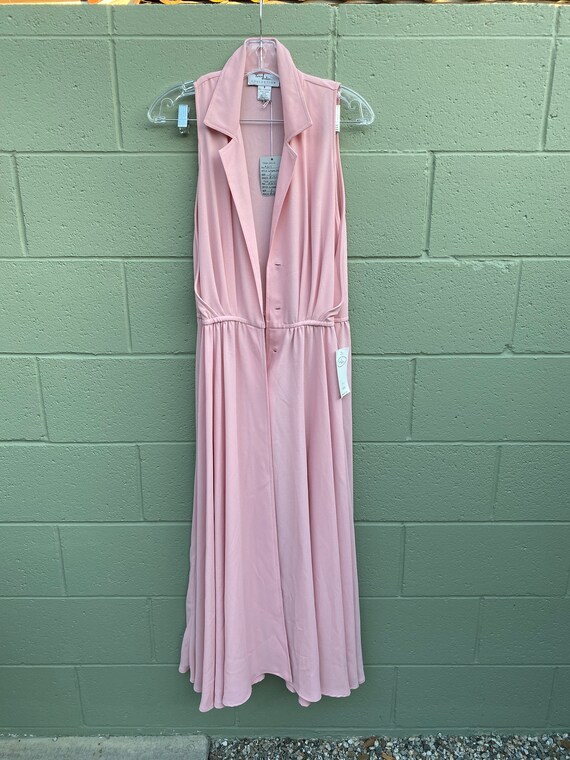 Vintage 1990s Crepe Dress Pastel Pink Button Front