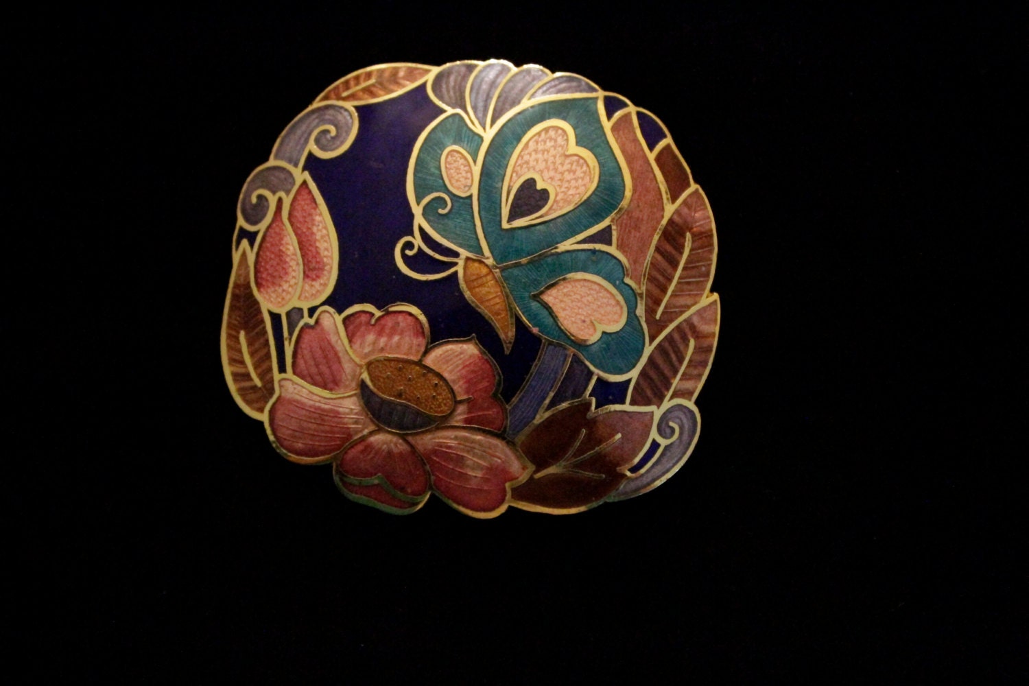 Vintage Enamel Butterfly Belt Buckle - Etsy display picture 2