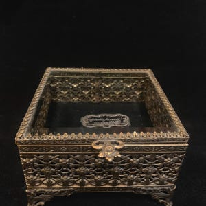 Stylefilled Jugendstil 24 K Vergoldete Filigrane & Glas Schatulle Schmuckschatulle