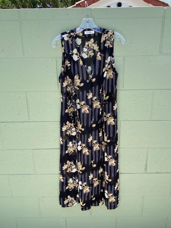 Vintage 1990s Semi Sheer Chiffon Button Front Flor
