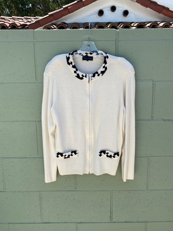 VINTAGE 1990s LAPINE BLEUE Zipr Up Sweater with C