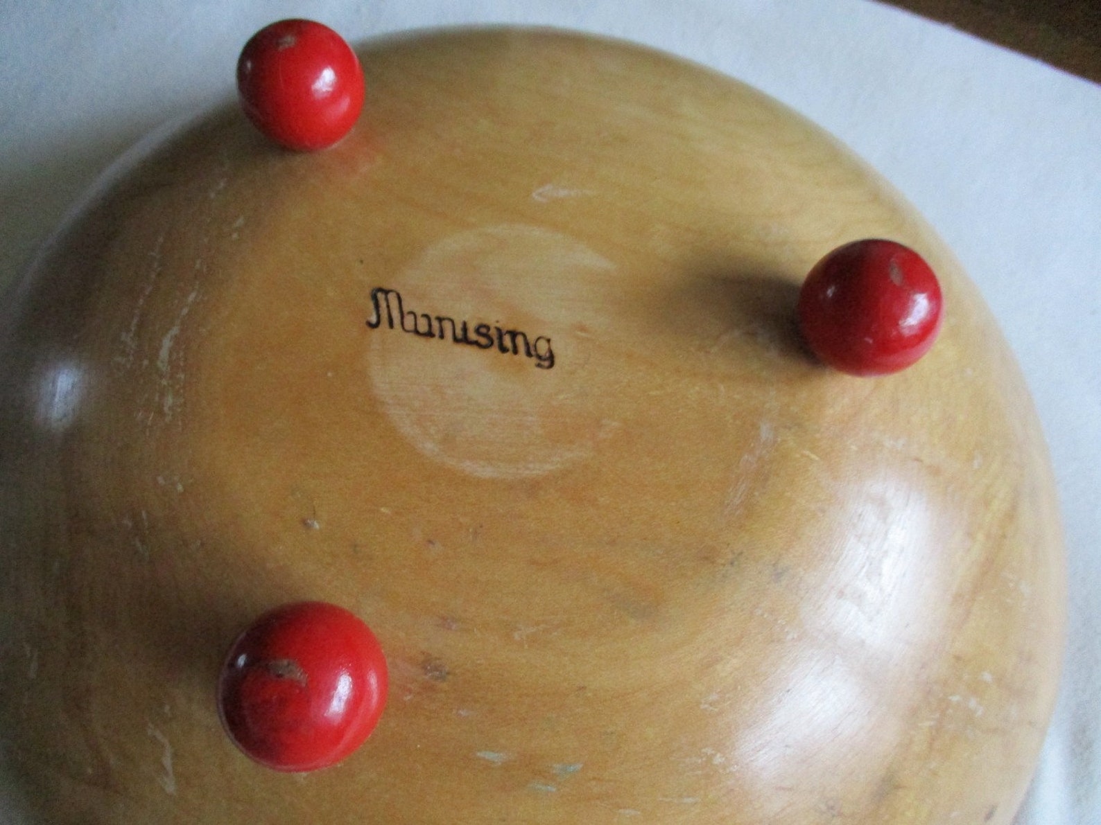 Munising Salad Bowl Red Ball Feet Large Rustic Wood Bowl Etsy