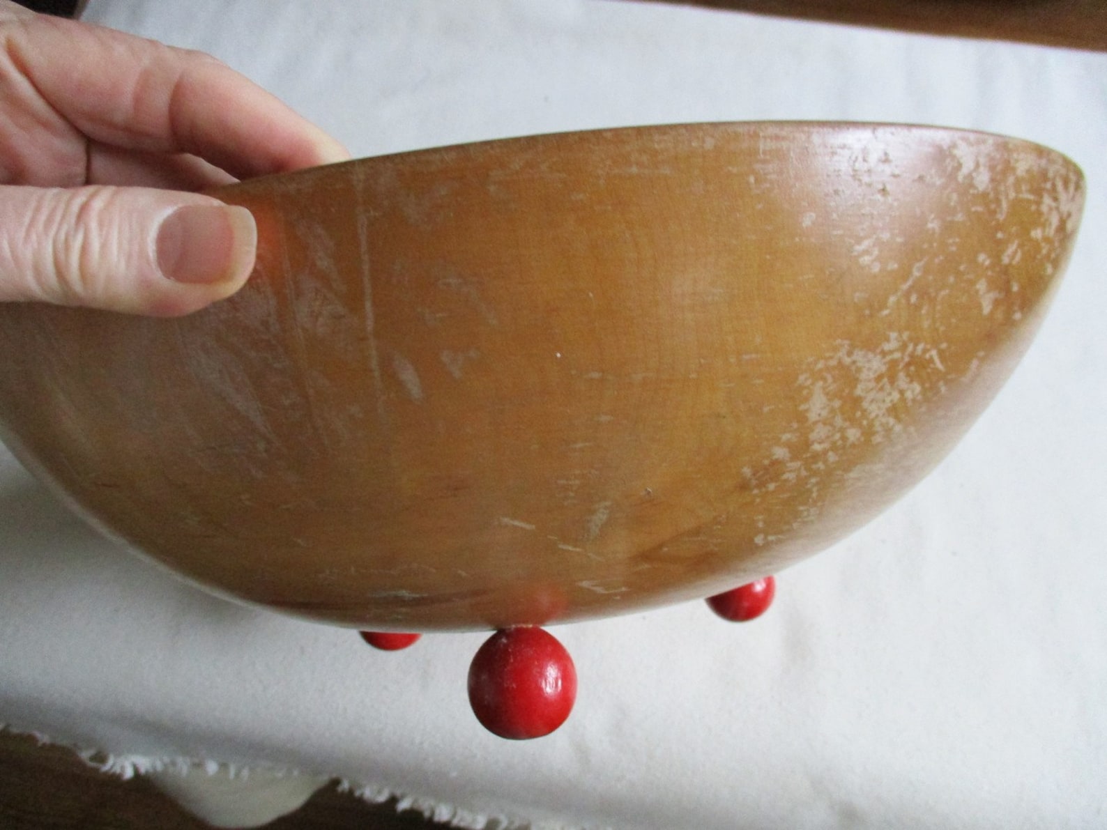 Munising Salad Bowl Red Ball Feet Large Rustic Wood Bowl Etsy