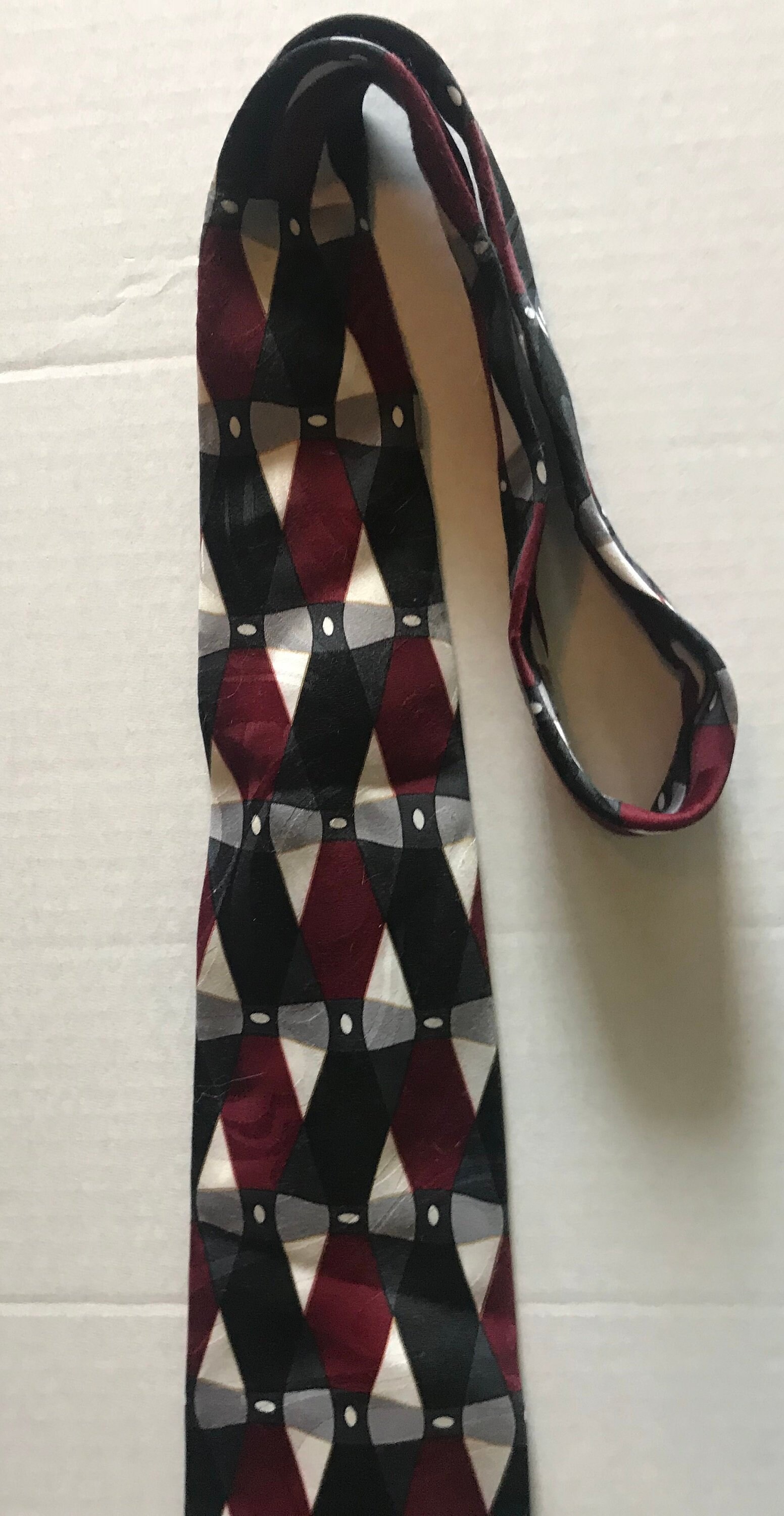 Vintage Van Huesen Tie Abstract Maroon Black Grey & White | Etsy