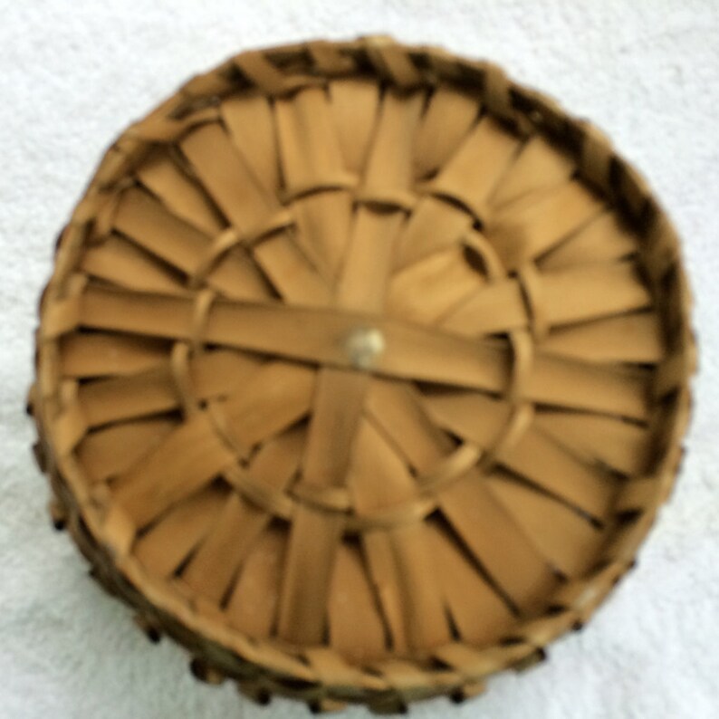 Natural Kitchen Basket Vintage Basket Native Indian Round Woven Basket 1930/'s Napkin Holder Fruit Container,Egg Basket Shipped Free US