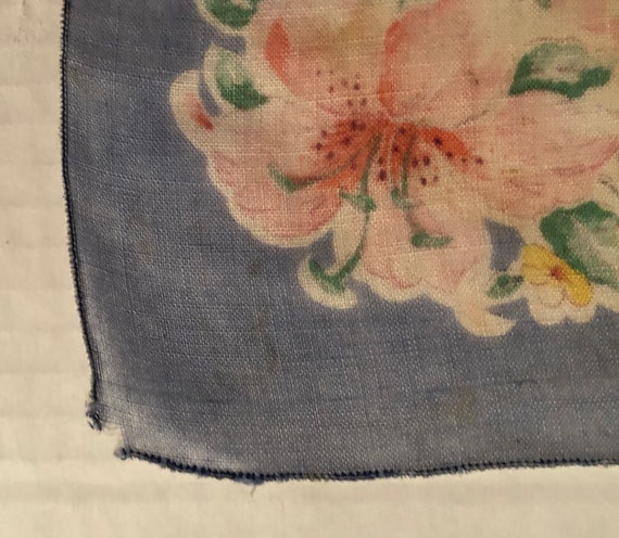 Vintage handkerchief Cotton Fabric in Pastels. Bl… - image 10