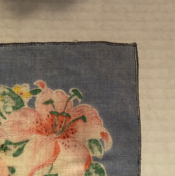Vintage handkerchief Cotton Fabric in Pastels. Bl… - image 3